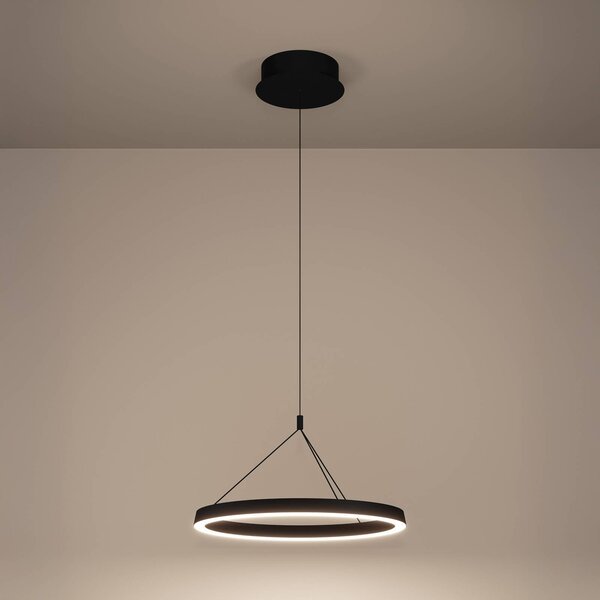 Stars of Light Závěsné světlo LED Canyamel, černá, Ø 55 cm,, stmívatelný, Černá, Obývací pokoj / jídelna, Hliník, Moderní