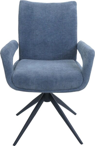 Sada 6 jídelních židlí HWC-O78, kuchyňská židle, otočná, látka/textil šenil (310g/m²) Oeko-Tex šedomodrá