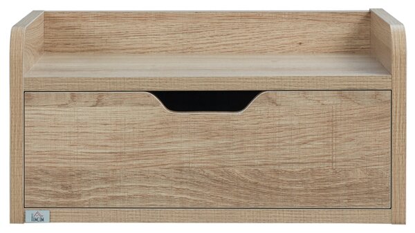 HOMCOM Sada 2 zavěšených nočních stolků - Skládací zásuvka, Polička - Přírodní dřevotříska 40Š x 30H x 19,5V cm | Aosom