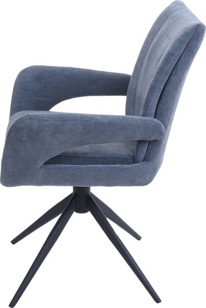 Sada 6 jídelních židlí HWC-O78, kuchyňská židle, otočná, látka/textil šenil (310g/m²) Oeko-Tex šedomodrá