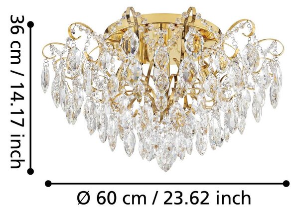 Stars of Light Stropní světlo Fenoullet, mosaz, Ø 60 cm, stmívatelný, Mosaz / zlato, Obývací pokoj / jídelna, kov, Stropní půlkruhové světlo s prostorem