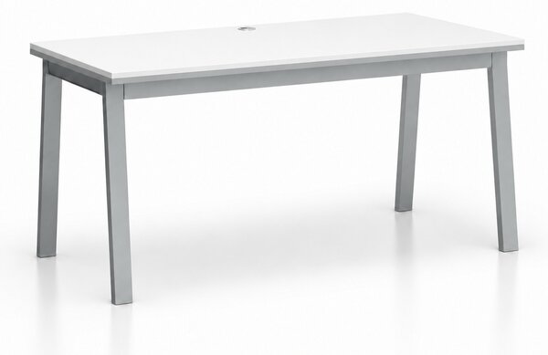 Kancelářský psací stůl SINGLE LAYERS bez přepážek, bílá / šedá