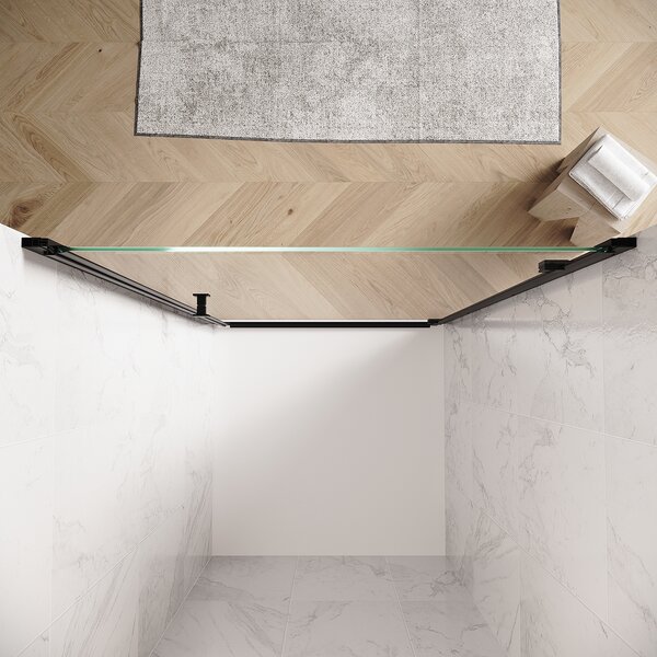 SONNI 90x195cm dveře do sprchové niky, 6mm bezpečnostní sklo, sprchové dveře se závěsem, matně černé křídlové dveře do sprchových koutů, zapuštěné sprchové dveře