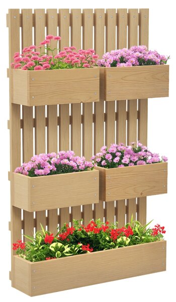Závěsný květináč Outsunny s 5 odnímatelnými truhlíky z masivního dřeva a neprodyšnou tkaninou, 60 x 16 x 100 cm | Aosom