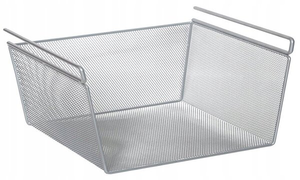 Zeller Present Kovový závěsný přídavný koš pod polici, šedá mřížka, 43x26 s výškou 19cm, MESH