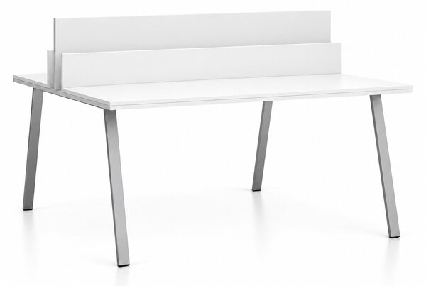 Kancelářský psací stůl DOUBLE LAYERS, s přepážkami, bílá
