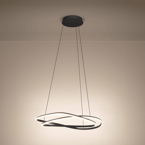 Stars of Light Závěsné světlo LED Guntin, šedá, 62 cm, kov,, stmívatelný, Hliník / šedá / zinek, Obývací pokoj / jídelna, kov, Moderní