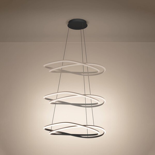 Stars of Light Závěsné světlo LED Guntin, šedá, 62 cm, kov,, stmívatelný, Hliník / šedá / zinek, Obývací pokoj / jídelna, kov, Moderní