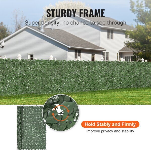SucceBuy břečťanový plot, 2440 x 1830 mm umělá zelená stěna. Zesílený spoj. Umělý živý plot s listy vinné révy pro venkovní zahrady, dvory, balkony a terasy