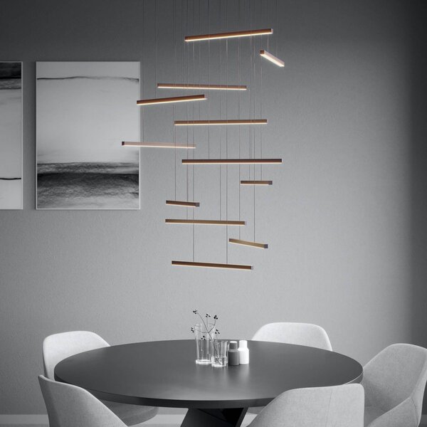 Stars of Light LED závěsné světlo Lindoza, černé, 44 cm, 12 žárovek, stmívatelný, Černá, Obývací pokoj / jídelna, kov, Moderní