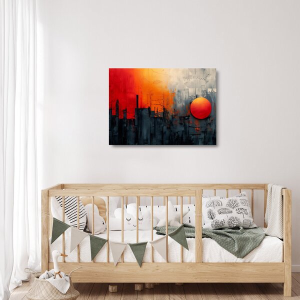 Skleněný obraz - Abstraktní malba města (70x50 cm)