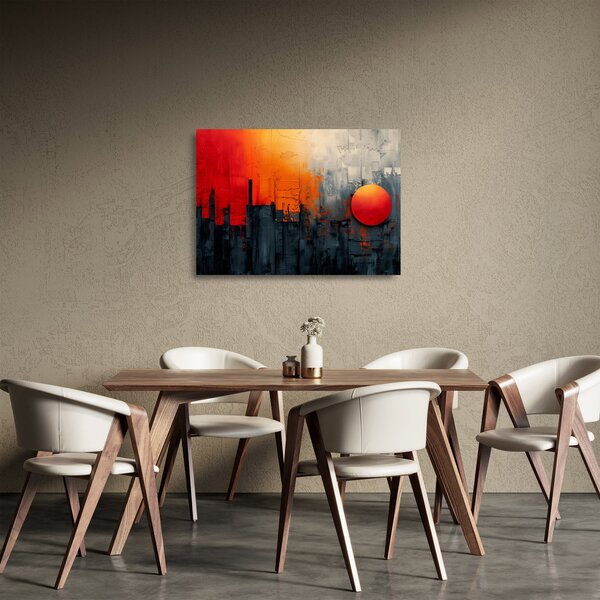 Skleněný obraz - Abstraktní malba města (70x50 cm)