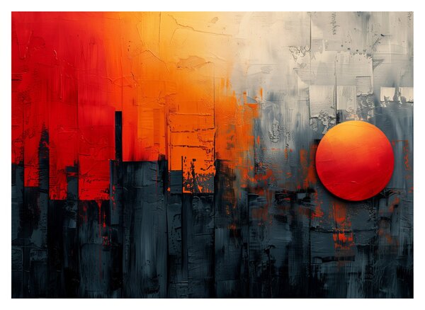 Skleněný obraz - Abstraktní malba města (70x50 cm)