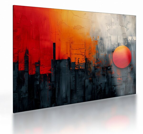 Skleněný obraz - Abstraktní malba města (70x50 cm)