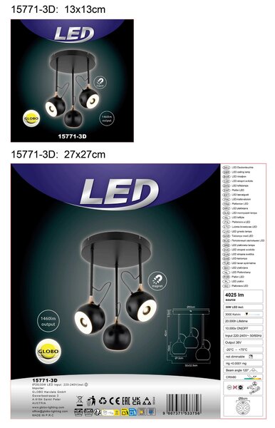 STROPNÍ LED SVÍTIDLO, 32,5/42 cm Globo - Online Only svítidla, Online Only