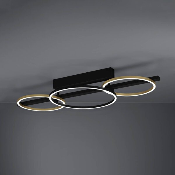 Stars of Light LED stropní svítidlo Lanacera, černá/zlatá, 96 cm, stmívatelný, Černá, Obývací pokoj / jídelna, kov, Moderní