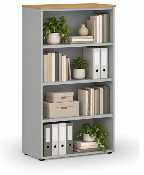 Kancelářský regál PRIMO GRAY, 800 x 420 x 1434 mm, šedá/buk