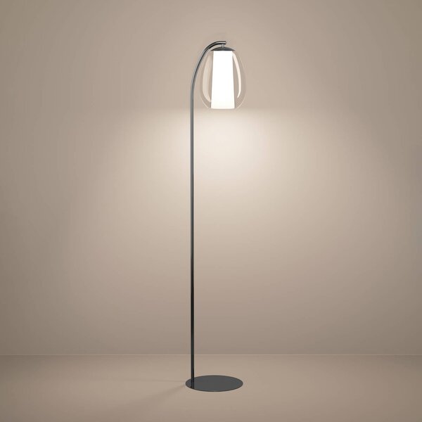 Stars of Light LED stojací lampa Menorca, niklová, výška 165 cm,, stmívatelný, Hliník / šedá / zinek, Obývací pokoj / jídelna, kov, Moderní, stojací lampa