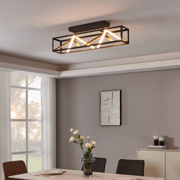 Stars of Light LED stropní svítidlo Penela, černá/zlatá, 87 cm,, stmívatelný, Černá, Obývací pokoj / jídelna, Hliník, Moderní