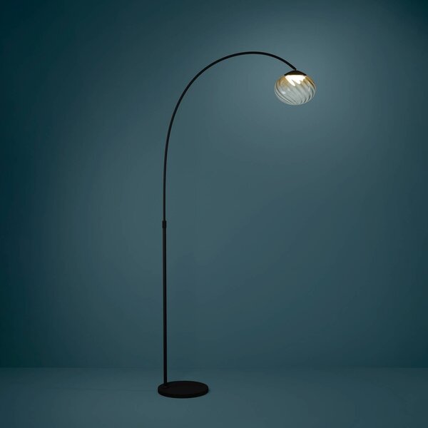 Stars of Light LED stojací lampa Pantoja, černá/jantarová, 160 cm,, stmívatelný, Krémová / jantar, Obývací pokoj / jídelna, kov, Moderní, stojací lampa