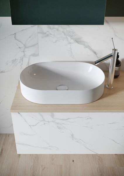 Cersanit Inverto umyvadlo 60x35 cm oválné na pult bílá lesk K671-009-ECO