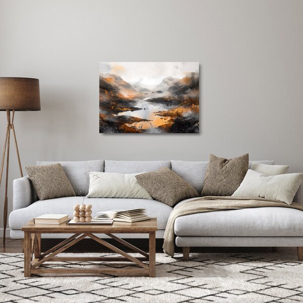 Skleněný obraz - Malba horské krajiny (70x50 cm)