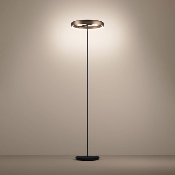 Stars of Light LED stojací lampa Trabuco, černá/hnědá, 175 cm, stmívatelný, Hnědá / rez, Obývací pokoj / jídelna, Hliník, Moderní