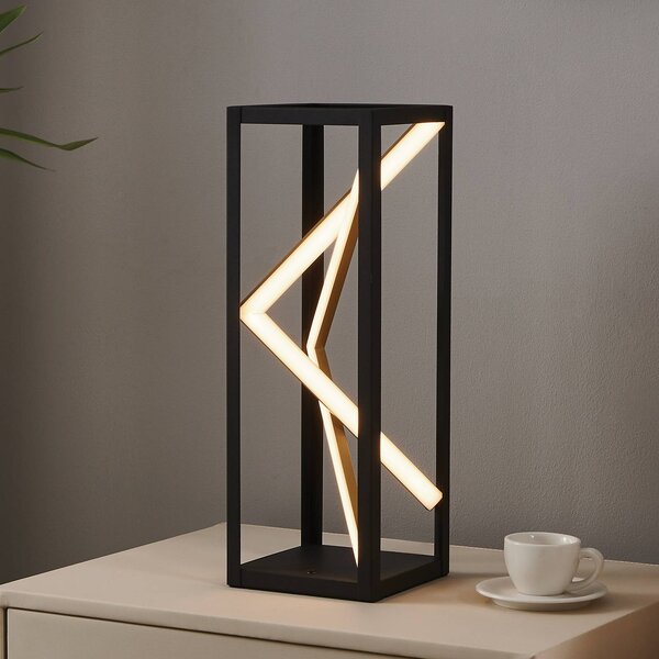 Stars of Light LED stolní lampa Penela černá/zlatá 43 cm, stmívatelný, Černá, Obývací pokoj / jídelna, Hliník, Moderní