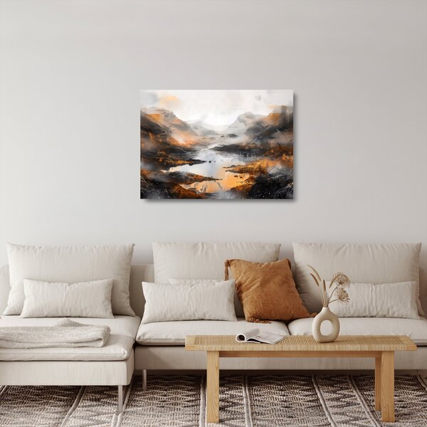 Skleněný obraz - Malba horské krajiny (70x50 cm)
