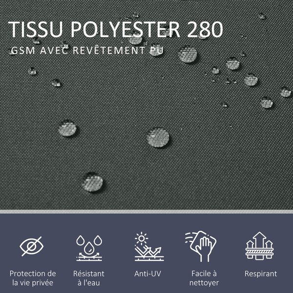 Záclona Outsunny Double Side se zavětrovacím systémem, 6L x 1,80H m, vysoce hustý 180 g/m² polyester odolný proti UV záření, šedá | Aosom
