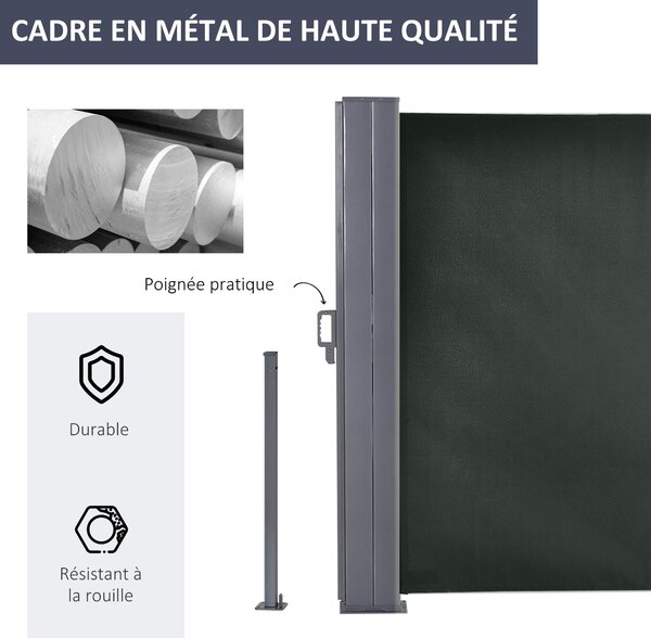 Záclona Outsunny Double Side se zavětrovacím systémem, 6L x 1,80H m, vysoce hustý 180 g/m² polyester odolný proti UV záření, šedá | Aosom