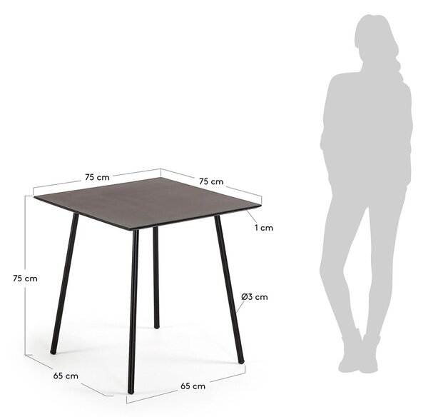 Černý stůl Kave Home Ulrich, 75 x 75 cm