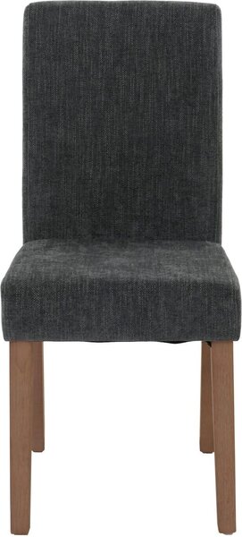 Sada 2 jídelních židlí Littau, kuchyňská židle s vysokým opěradlem, látka/textil šenil tmavě šedá, nohy v přírodní barvě
