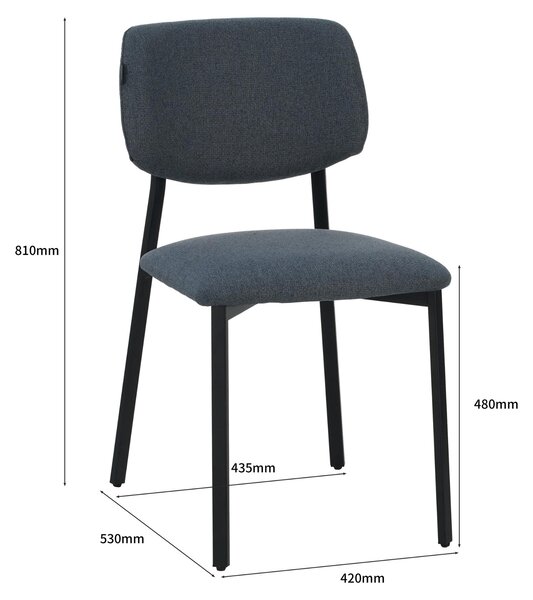 Designová židle RAVINO A21 - sada 4 jídelních židlí čalouněných látkovým potahem, moderní kuchyňská židle s opěradlem, židle, nosnost do 110 kg - modrá barva