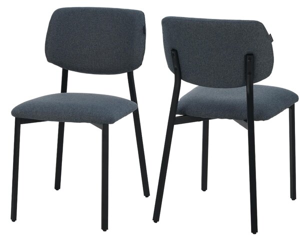 Designová židle RAVINO A21 - sada 4 jídelních židlí čalouněných látkovým potahem, moderní kuchyňská židle s opěradlem, židle, nosnost do 110 kg - modrá barva