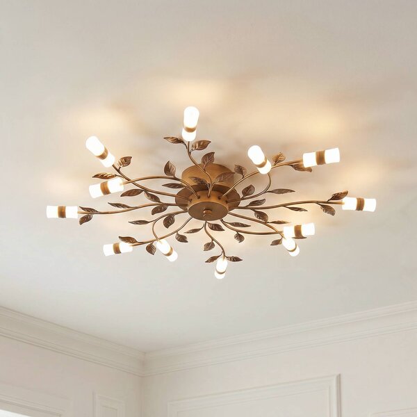 Lindby LED stropní svítidlo Bentas, bronz, kov, Ø 80cm, Bronz / starožitná mosaz, Obývací pokoj / jídelna, kov, Florentinský