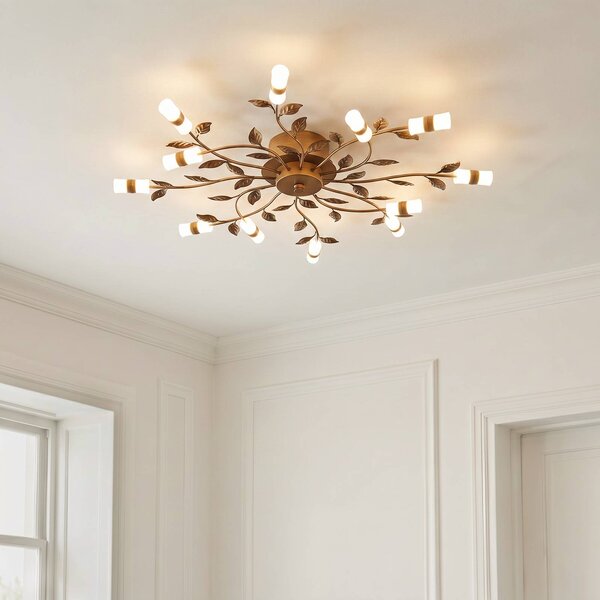 Lindby LED stropní svítidlo Bentas, bronz, kov, Ø 80cm, Bronz / starožitná mosaz, Obývací pokoj / jídelna, kov, Florentinský