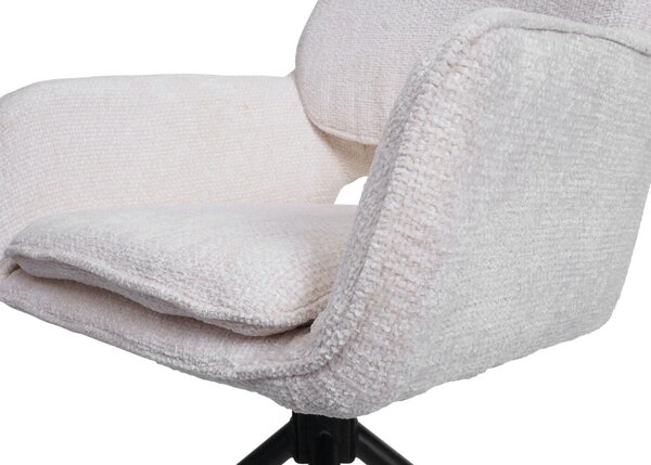 Sada 6 jídelních židlí HWC-N74, kuchyňská židle, otočná s automatickým návratem, žinylková tkanina (490 g/m²) Oeko-Tex krémová