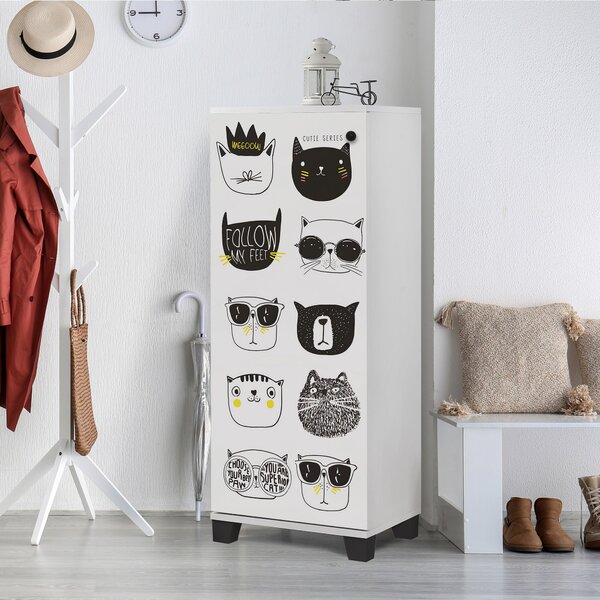 Skříňka na boty Feliz Cats (bílá + černá). Akce -25%
