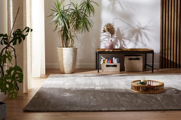 Kusový koberec vlněný Agnella Tempo Natural Alisja Grafit (binding) šedý Rozměr: 133x195 cm