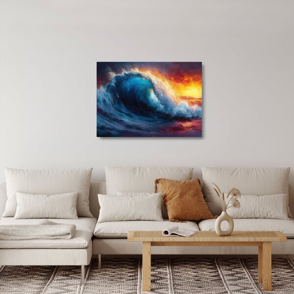 Skleněný obraz - Vlna v západu slunce (70x50 cm)