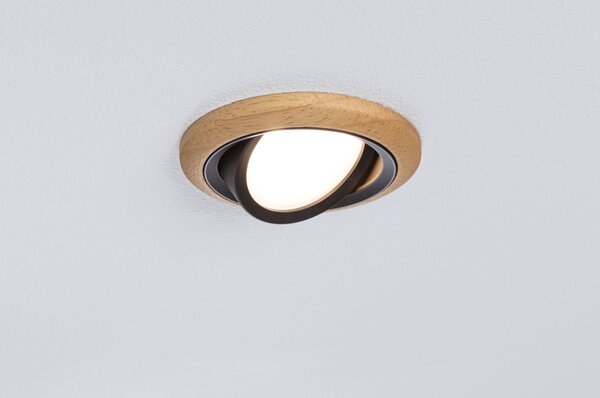 P 92237 LED vestavné svítidlo Lanati 3ks sada kruhové 84mm 30° Coin 3x6W 230V 2700K dub/černá mat - PAULMANN