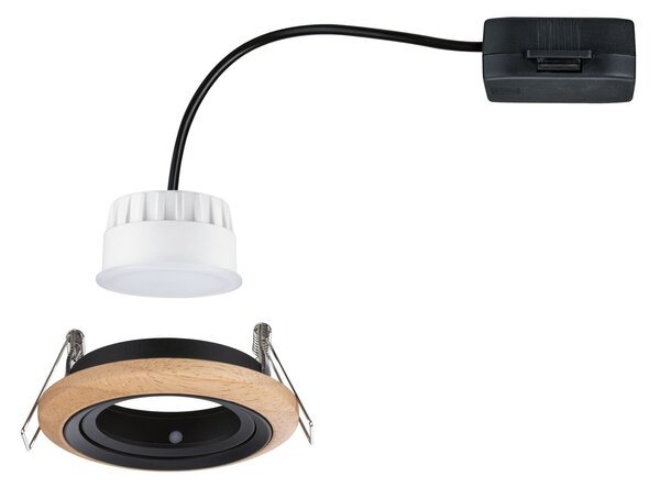 P 92238 LED vestavné svítidlo Lanati spot kruhové 84mm 30° Coin 6W 230V 2700K dub/černá mat - PAULMANN