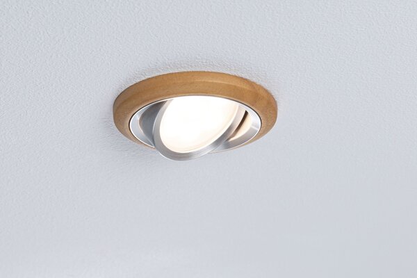 P 92240 LED vestavné svítidlo Lanati spot kruhové 84mm 30° Coin 6W 230V 2700K dub/hliník broušený - PAULMANN