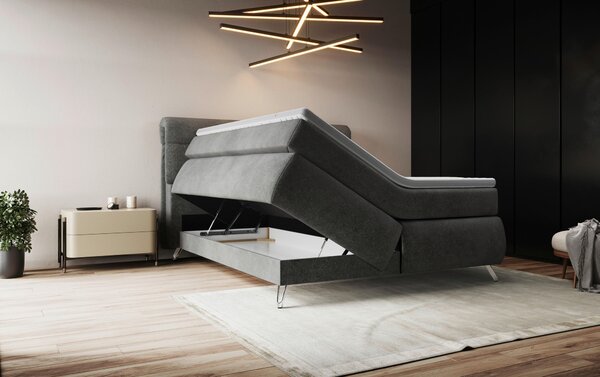 POSTEL BOXSPRING, 180/200 cm, antracitová Welnova - Postele s úložným prostorem