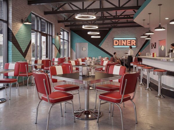 FineBuy Jídelní židle American Diner, červená, retro ve stylu 50. let, židle s opěrkou, výška sedáku 47 cm