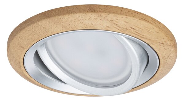 P 92240 LED vestavné svítidlo Lanati spot kruhové 84mm 30° Coin 6W 230V 2700K dub/hliník broušený - PAULMANN