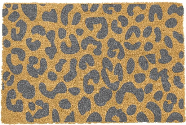 Šedá rohožka z přírodního kokosového vlákna Artsy Doormats Leopard, 40 x 60 cm