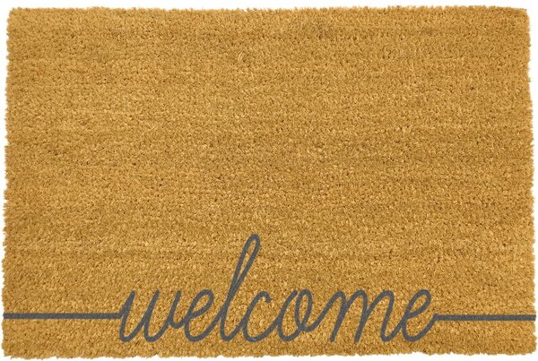 Šedá rohožka z přírodního kokosového vlákna Artsy Doormats Welcome Scribbled, 40 x 60 cm