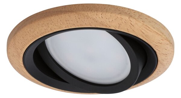 P 92237 LED vestavné svítidlo Lanati 3ks sada kruhové 84mm 30° Coin 3x6W 230V 2700K dub/černá mat - PAULMANN